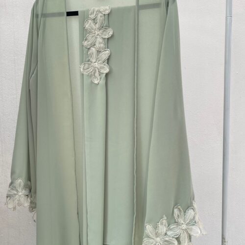 Floral Puff Chiffon Coat