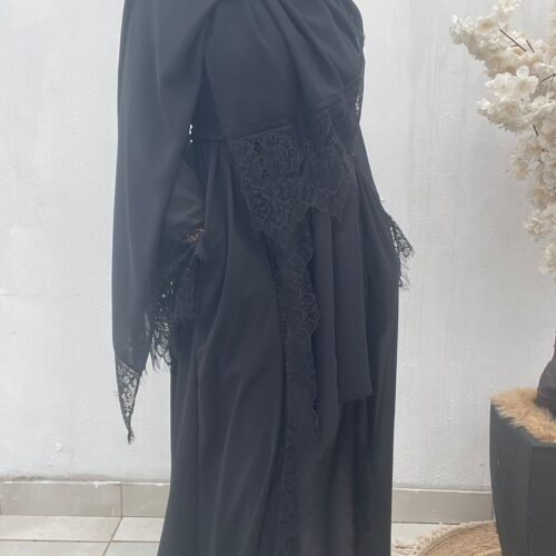 Noura Chiffon Lace Coat with Hijab