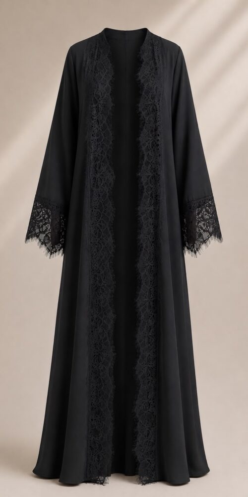 Noura Chiffon Lace Coat with Hijab