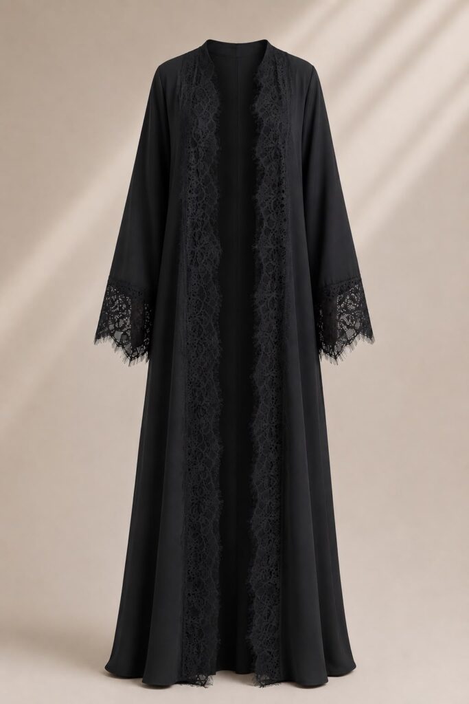 Noura Chiffon Lace Coat with Hijab
